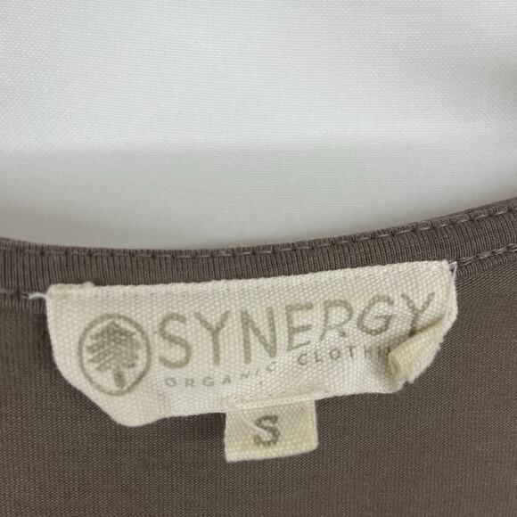 Synergy Organic Clothing Size Small Cotton Cutout Dress Brown Short Cap Sleeves - Picture 5 of 6